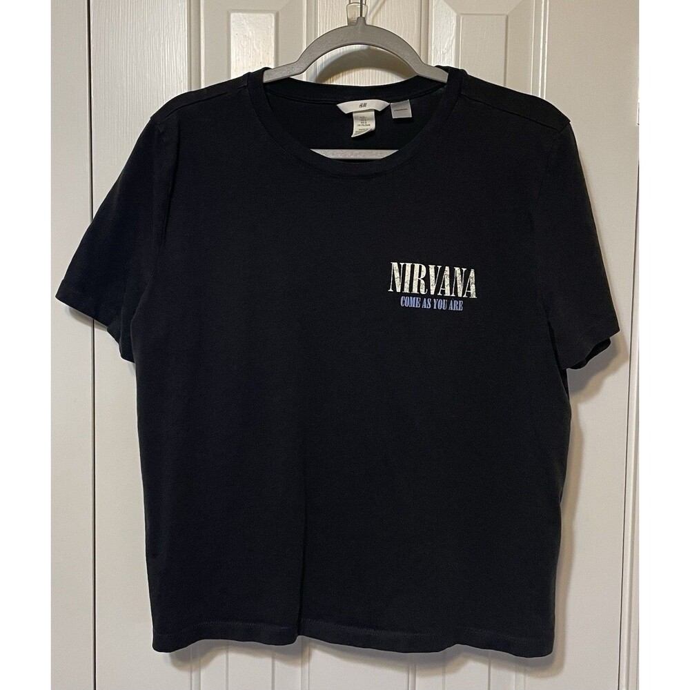 Nirvana Come As You Are H&M Black Cropped T Shirt Women’s Band T Size Large